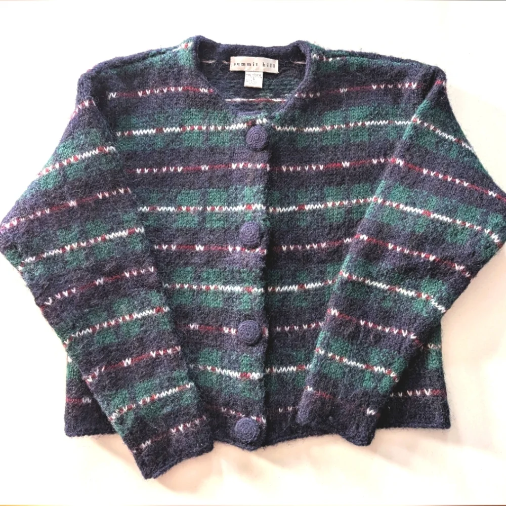Vintage Summit Hill mohair blend boxy oversized cardigan w big buttons. Small